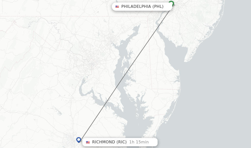 Direct non stop flights from Philadelphia to Richmond