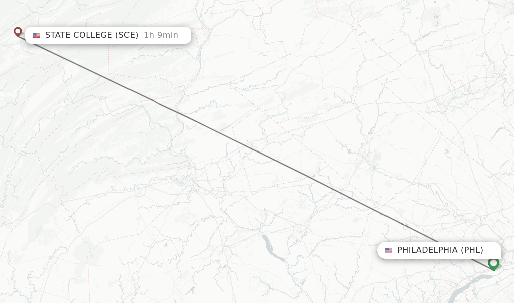 Direct non stop flights from Philadelphia to State College