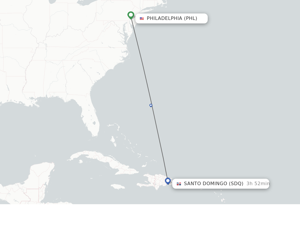 Direct non stop flights from Philadelphia to Santo Domingo