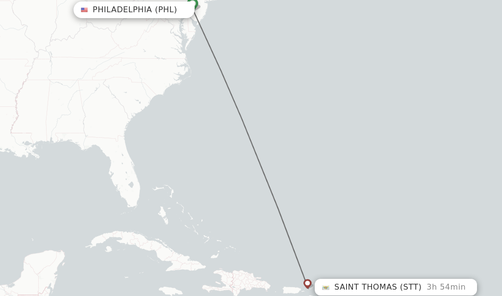 Direct non stop flights from Philadelphia to Saint Thomas