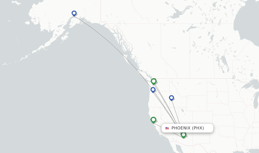 Alaska Airlines flights from Phoenix, PHX