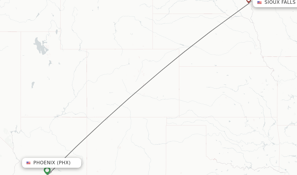 Direct (nonstop) flights from Phoenix to Sioux Falls schedules