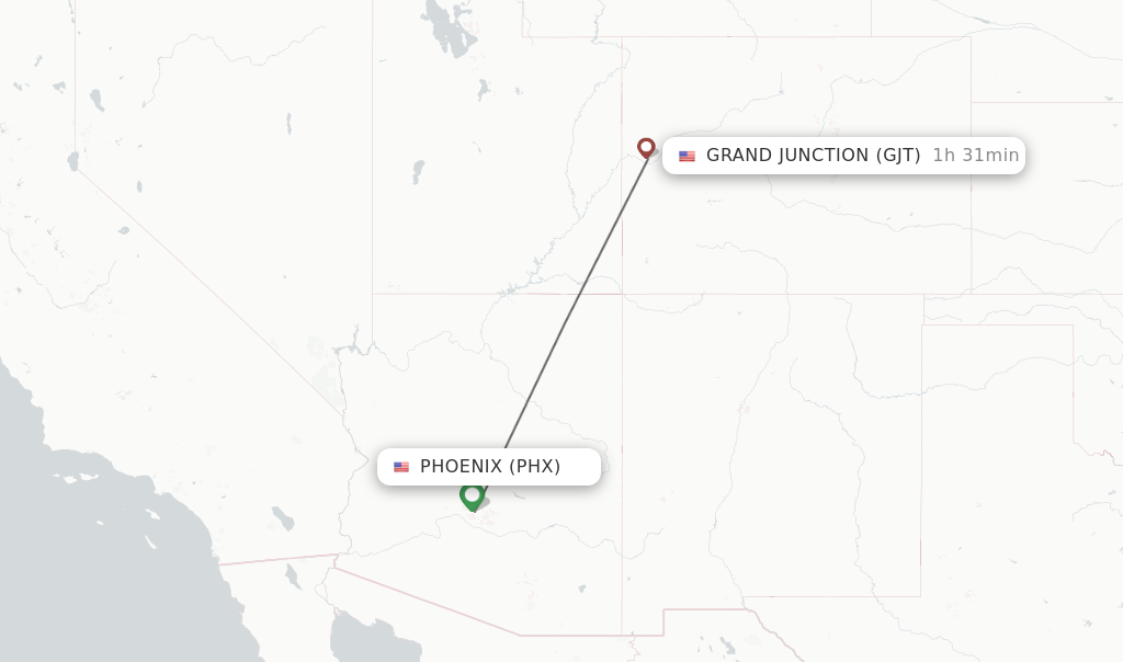 Direct (non-stop) flights from Phoenix to Grand Junction - schedules