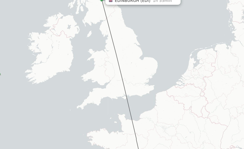 Direct non stop flights from Poitiers to Edinburgh schedules