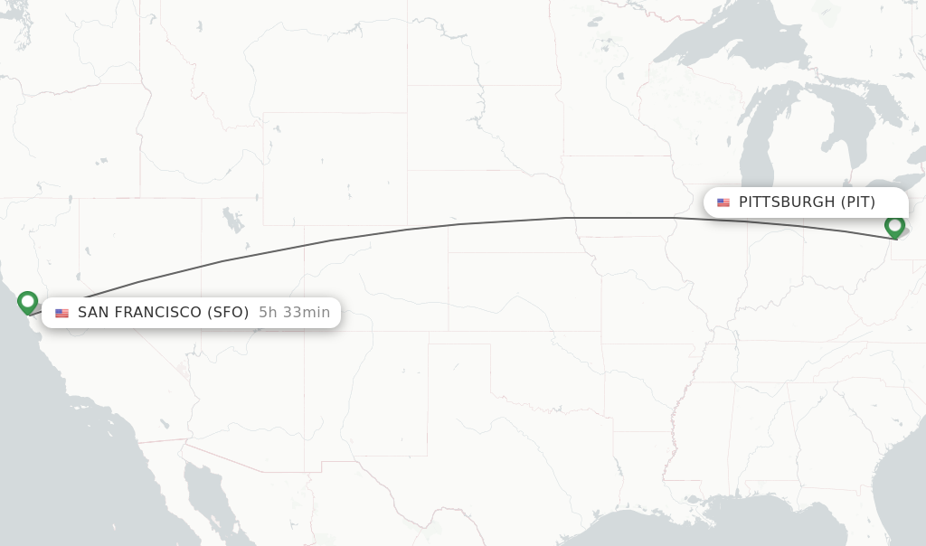 Direct non stop flights from Pittsburgh to San Francisco