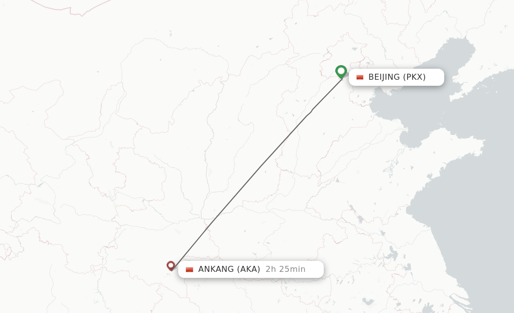 Direct (non-stop) flights from Beijing to Ankang - schedules ...