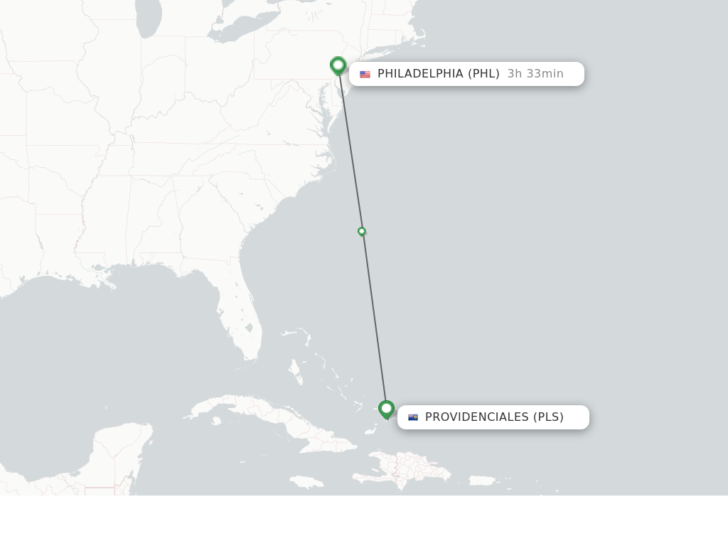 Direct non stop flights from Providenciales to Philadelphia