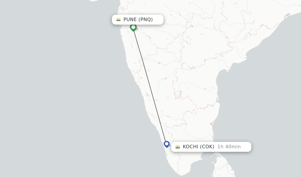 Direct (non-stop) Flights From Pune To Kochi - Schedules - FlightsFrom.com