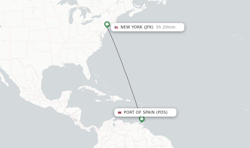 Direct non stop flights from Port Of Spain to New York