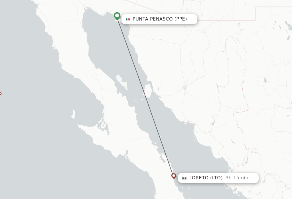 Direct (nonstop) flights from Puerto Penasco to Loreto schedules