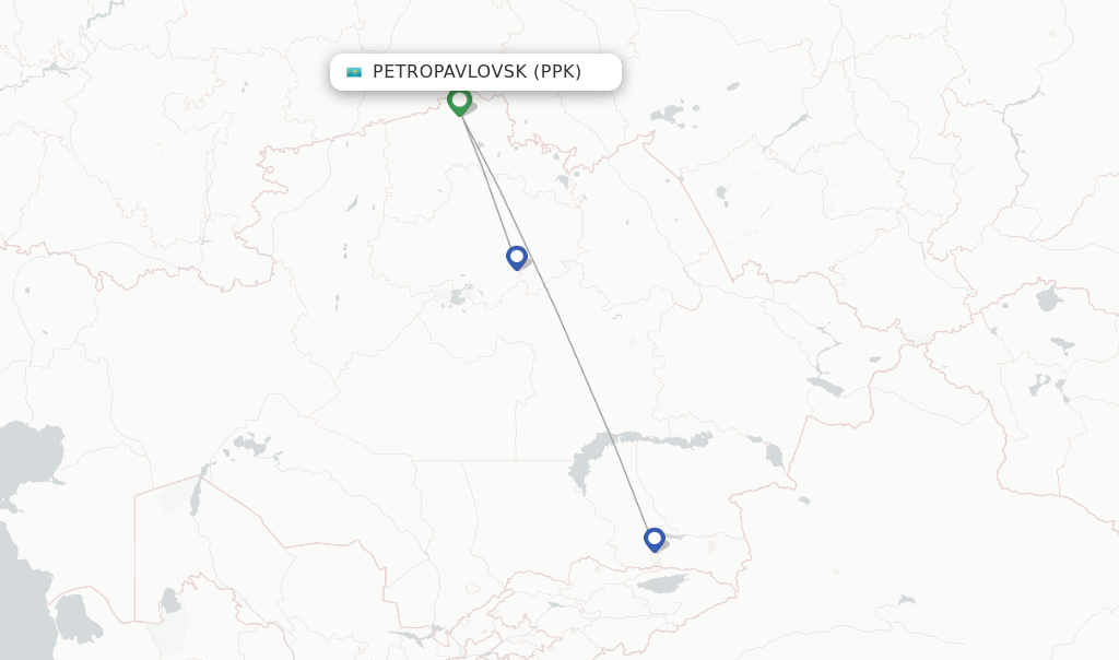 Direct (non-stop) flights from Petropavlovsk Airport (PPK ...