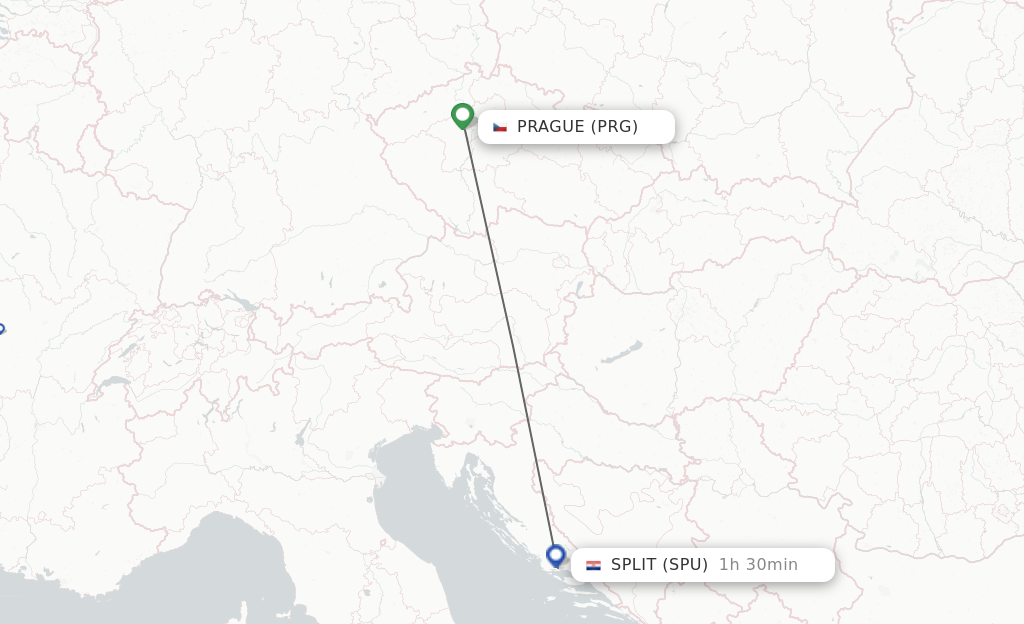 Direct non stop flights from Prague to Split schedules