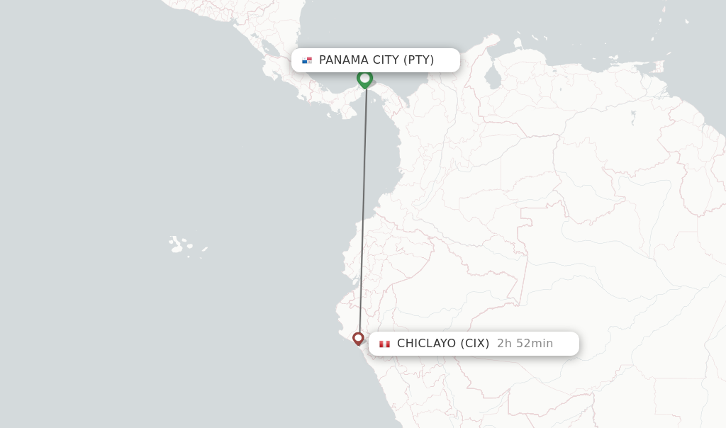 Direct non stop flights from Panama City to Chiclayo schedules