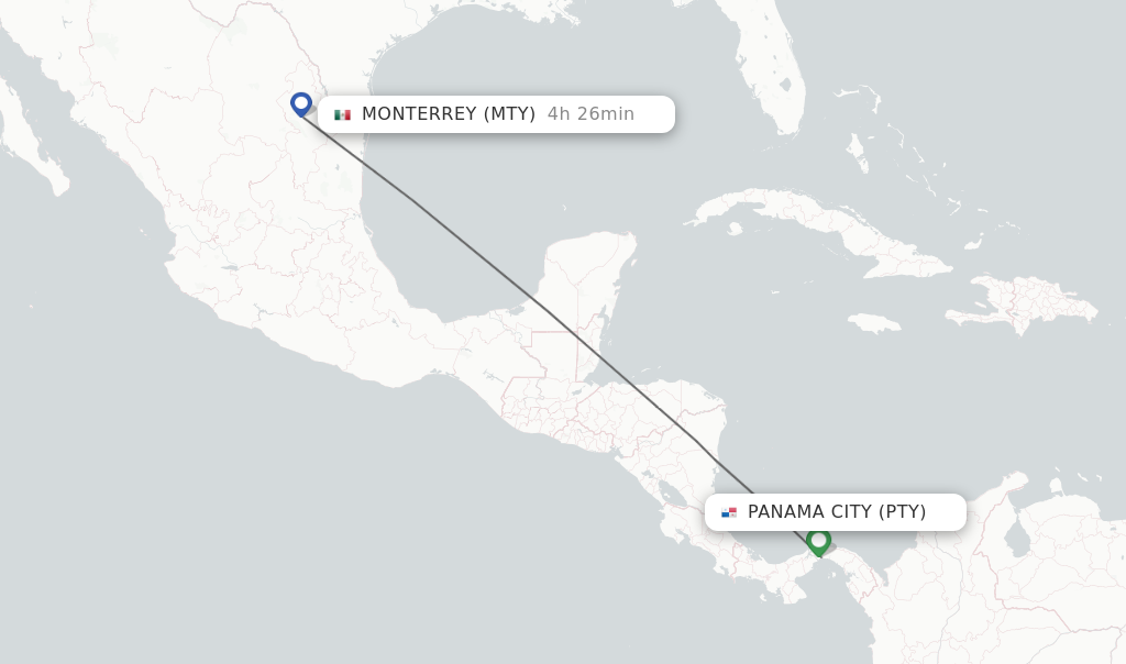 Direct non stop flights from Panama City to Monterrey