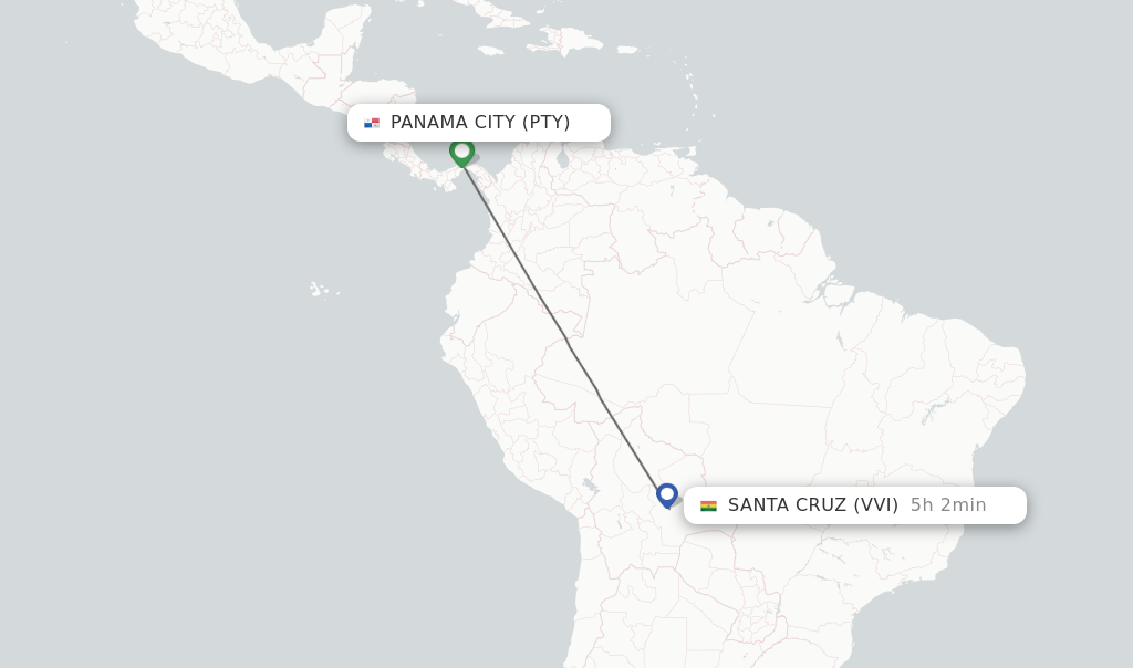 Direct non stop flights from Panama City to Santa Cruz