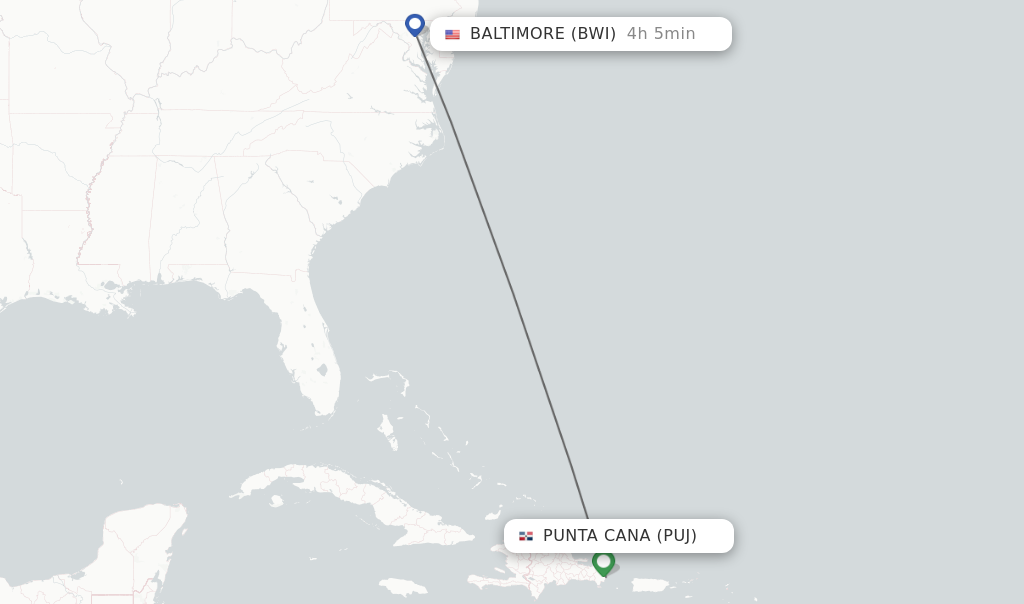 Direct non stop flights from Punta Cana to Baltimore schedules