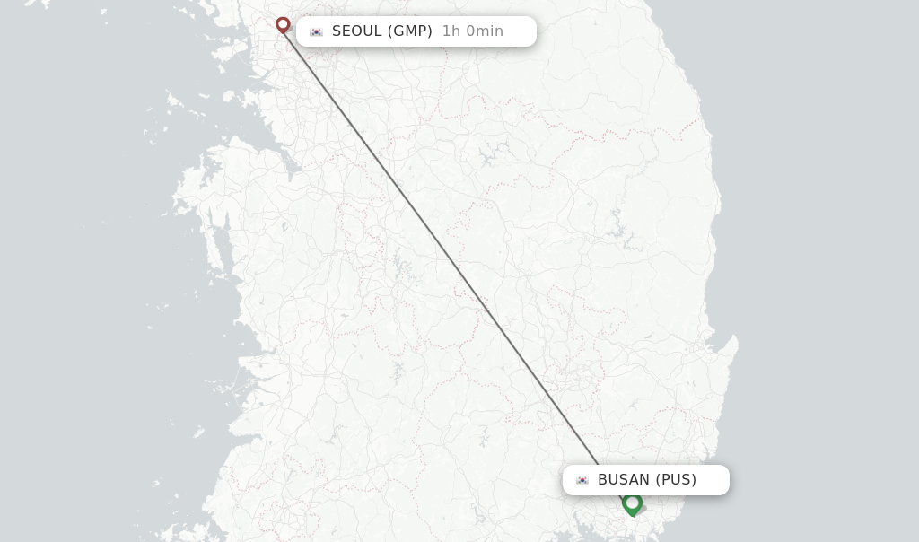 Direct (nonstop) flights from Busan to Seoul schedules