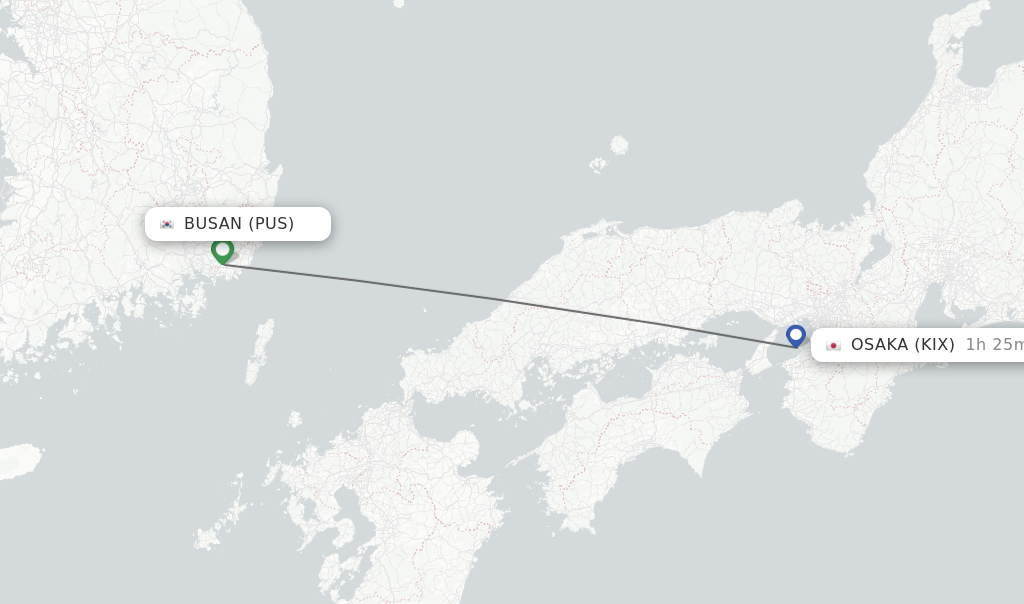 Direct (non-stop) flights from Busan to Osaka - schedules - FlightsFrom.com