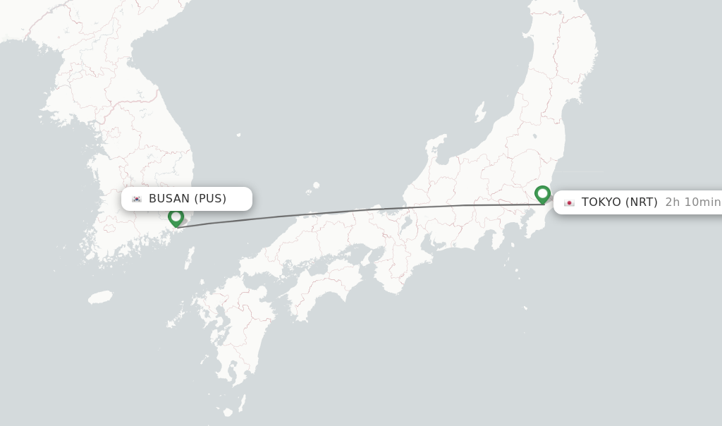Direct (non-stop) flights from Busan to Tokyo - schedules - FlightsFrom.com