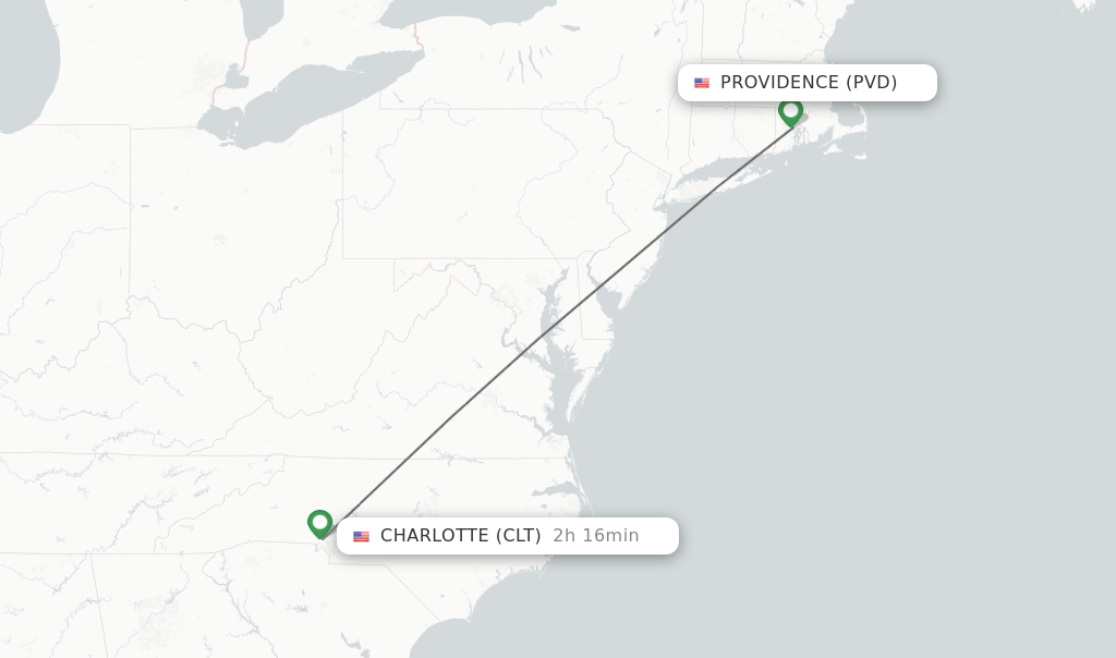 Direct (nonstop) flights from Providence to Charlotte schedules