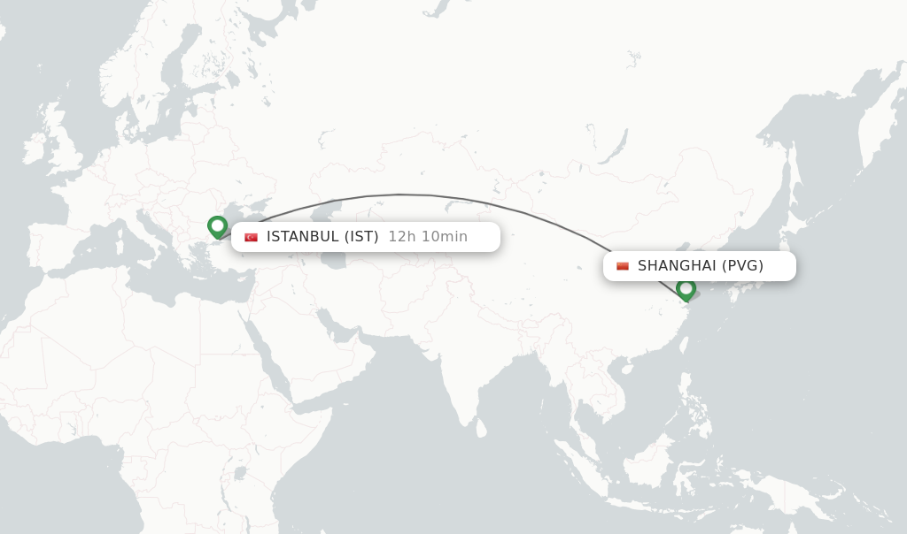 Direct non stop flights from Shanghai to Istanbul schedules