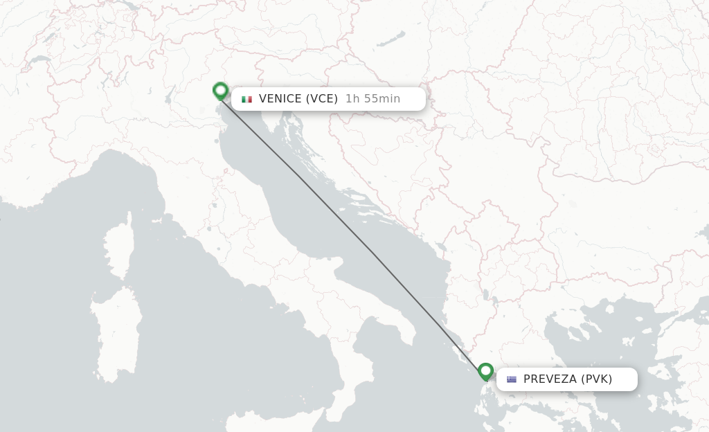 Direct non stop flights from Preveza to Venice schedules