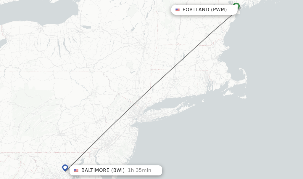 Direct non stop flights from Portland to Baltimore schedules