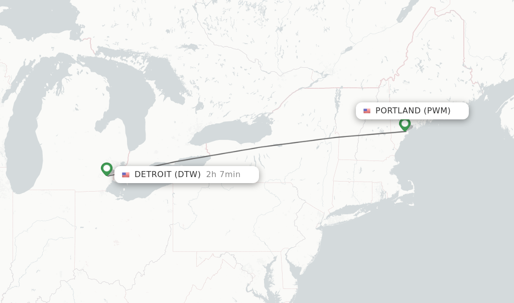 Direct non stop flights from Portland to Detroit schedules