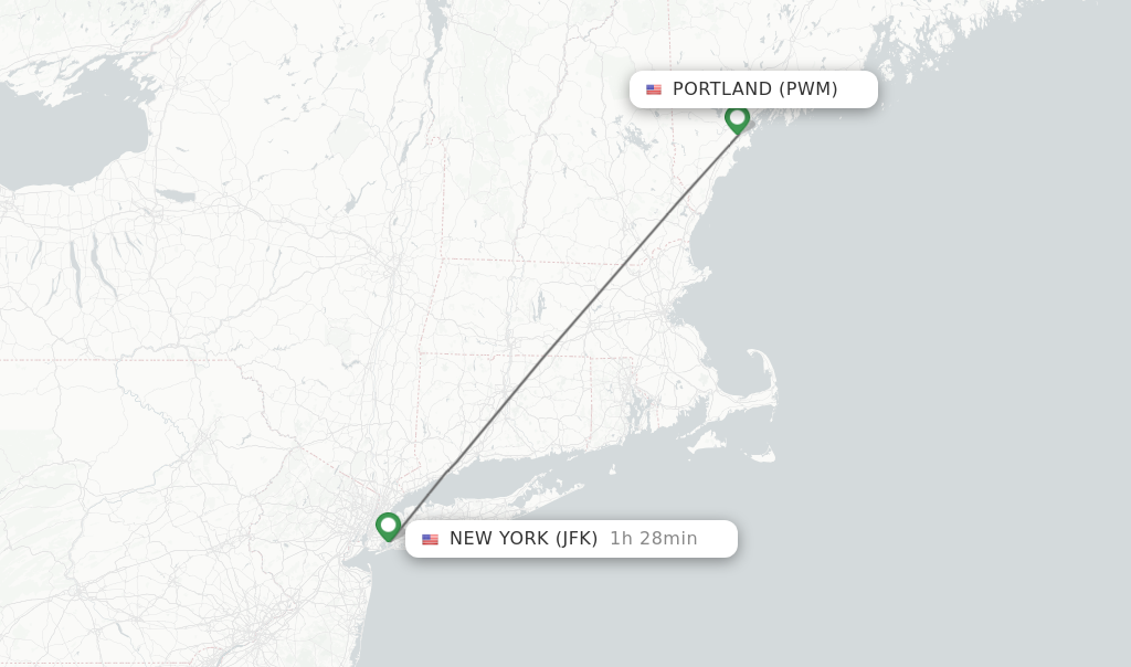 Direct (non-stop) flights from Portland to New York - schedules ...