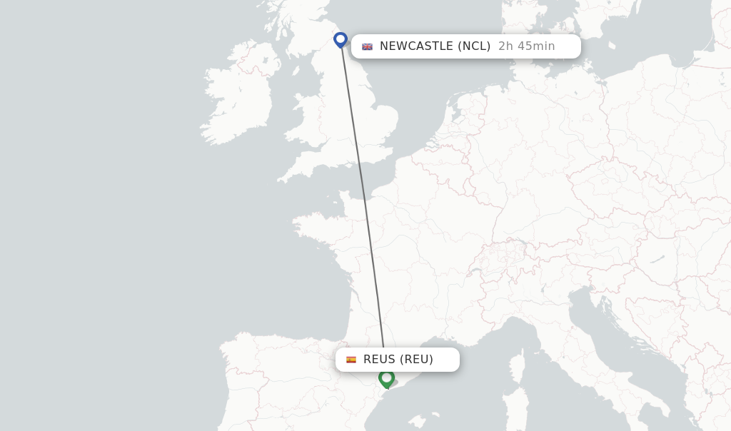 Direct (nonstop) flights from Reus to Newcastle schedules