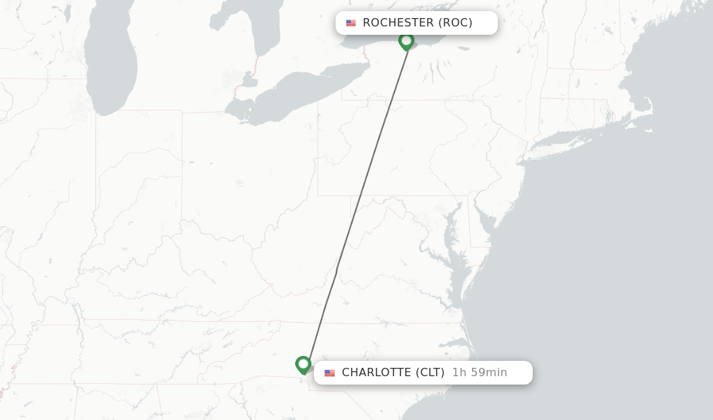 flights from rochester new york to charlotte north carolina