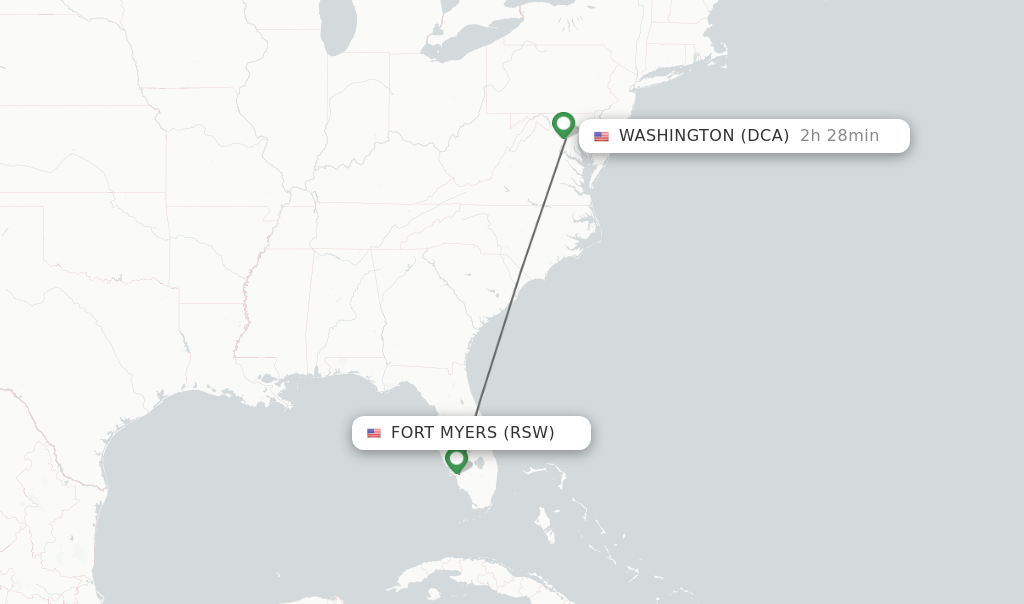 Direct non stop flights from Fort Myers to Washington