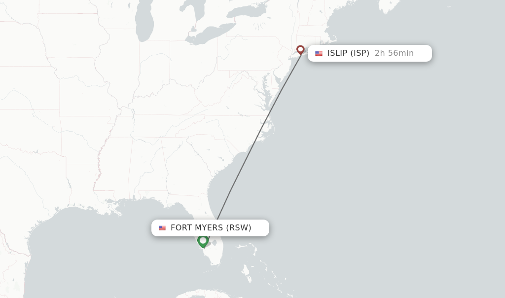 Direct non stop flights from Fort Myers to Islip schedules