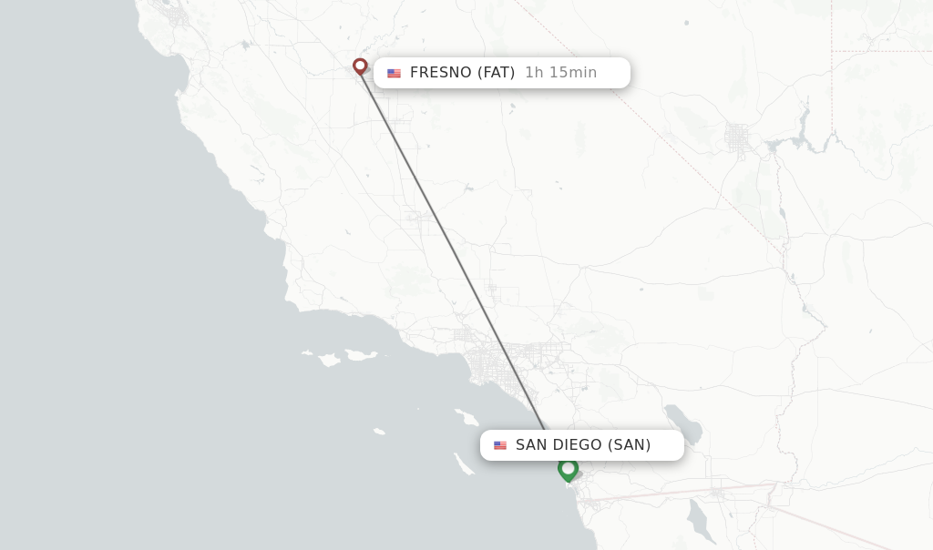 Direct non stop flights from San Diego to Fresno schedules