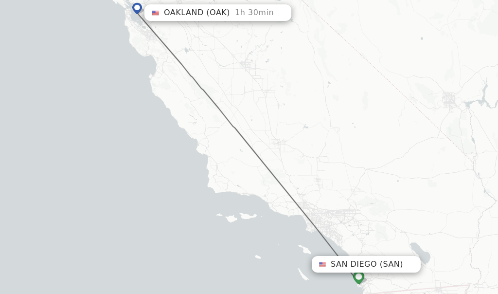 Direct non stop flights from San Diego to Oakland schedules