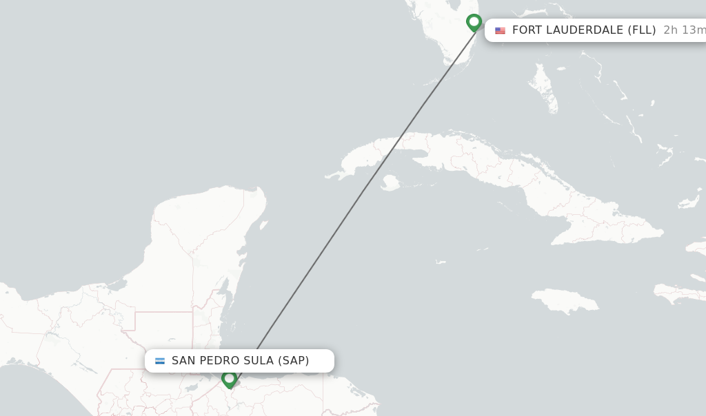 Direct non stop flights from San Pedro Sula to Fort Lauderdale