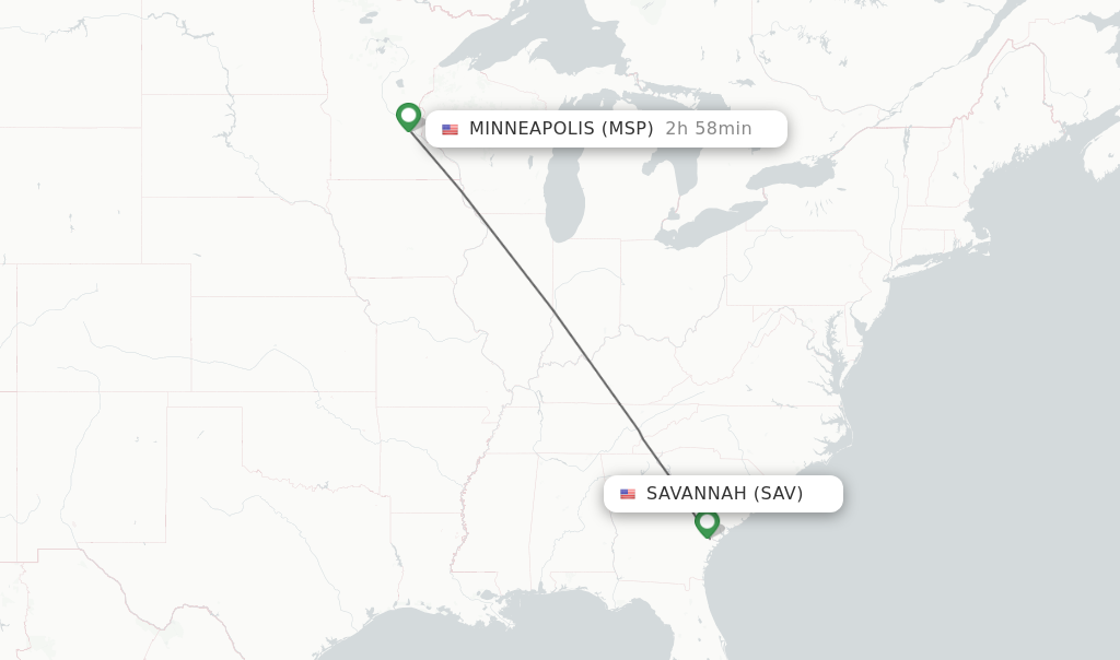 Direct non stop flights from Savannah to Minneapolis schedules