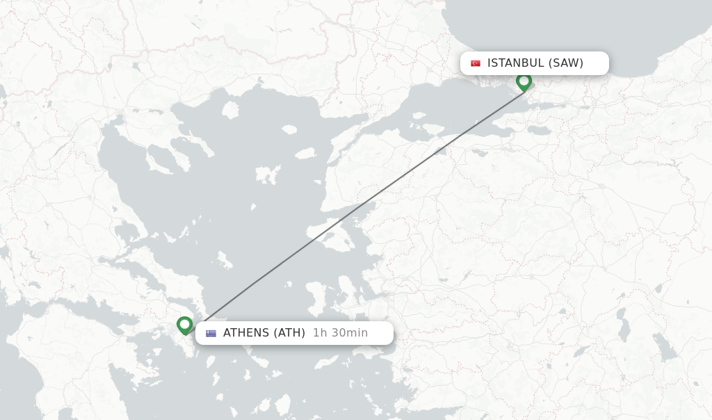 Direct non stop flights from Istanbul to Athens schedules