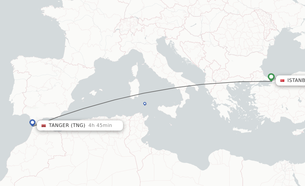 Direct non stop flights from Istanbul to Tangier schedules