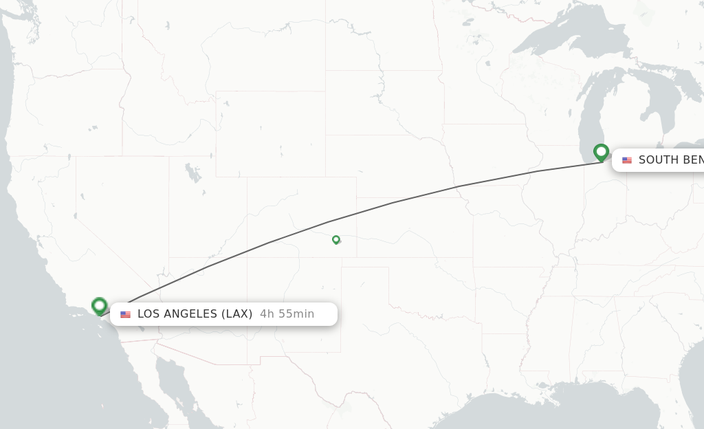 Direct (non-stop) flights from South Bend to Los Angeles - schedules ...