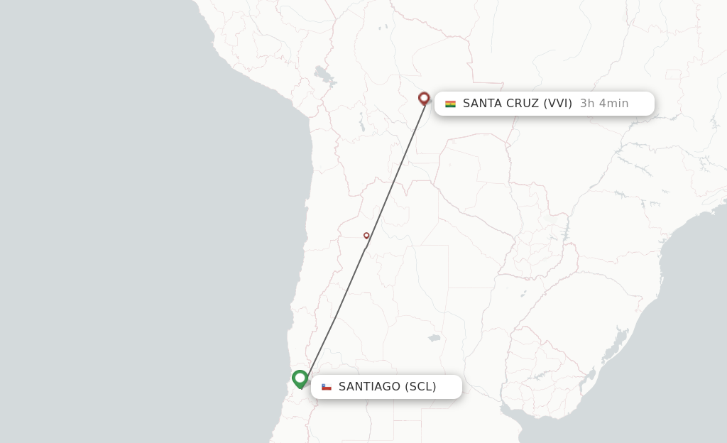 Direct non stop flights from Santiago to Santa Cruz schedules