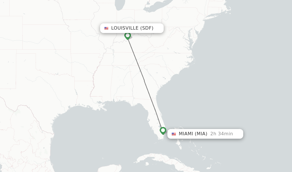 Direct (nonstop) flights from Louisville to Miami schedules