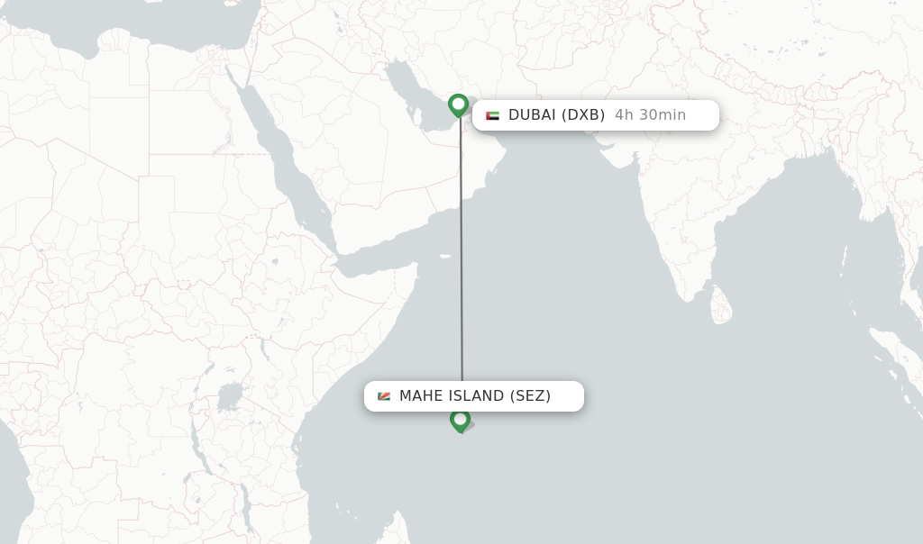 Direct non stop flights from Mahe Island to Dubai schedules