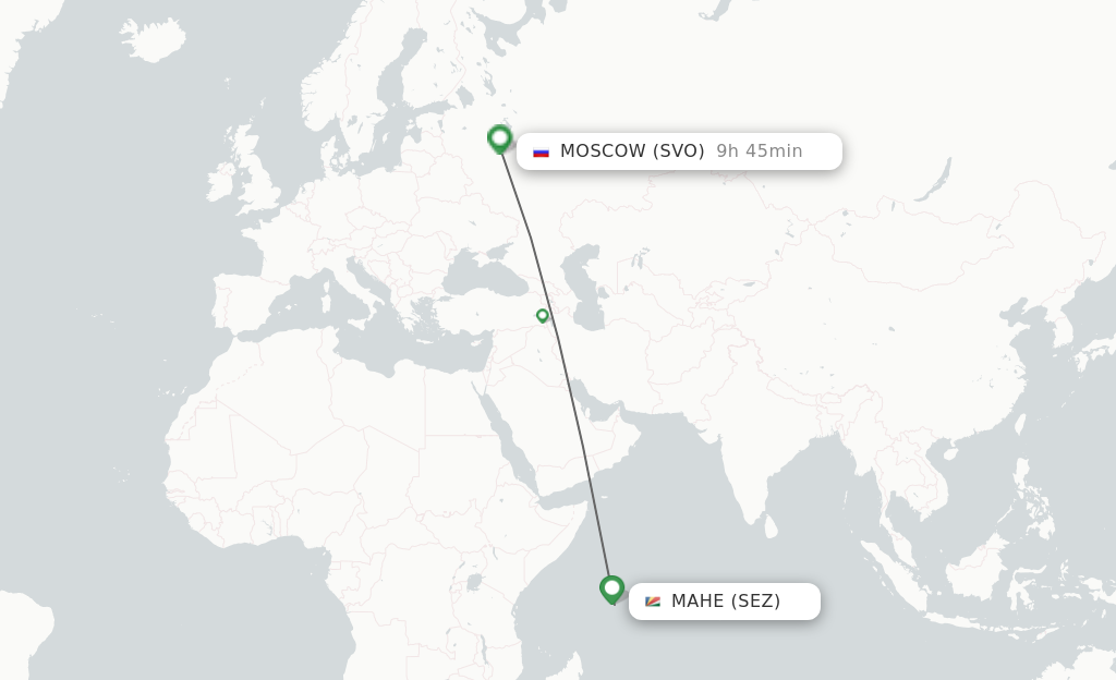 Direct non stop flights from Mahe Island to Moscow schedules