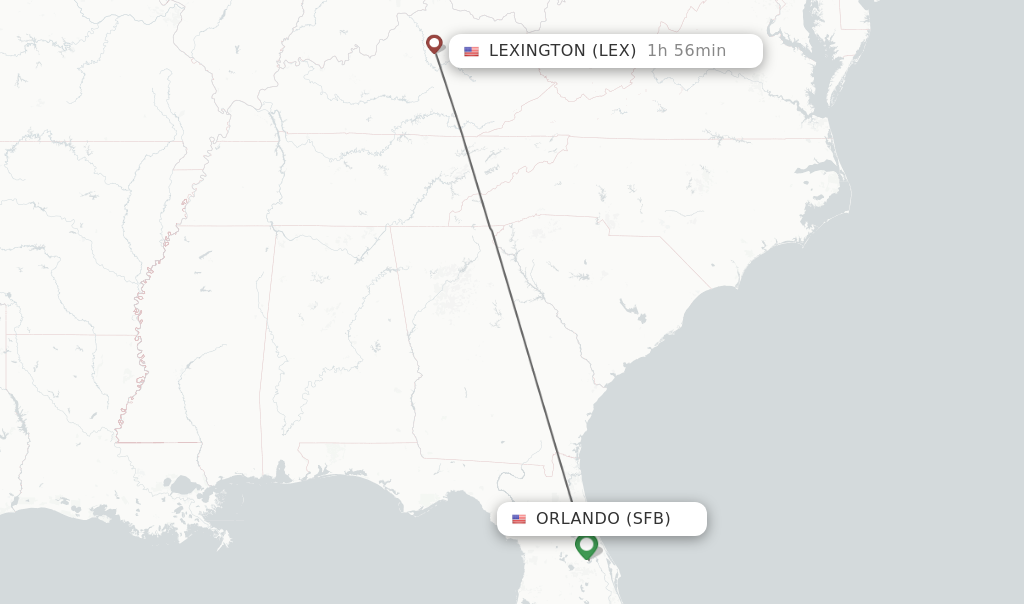 Direct non stop flights from Orlando to Lexington schedules