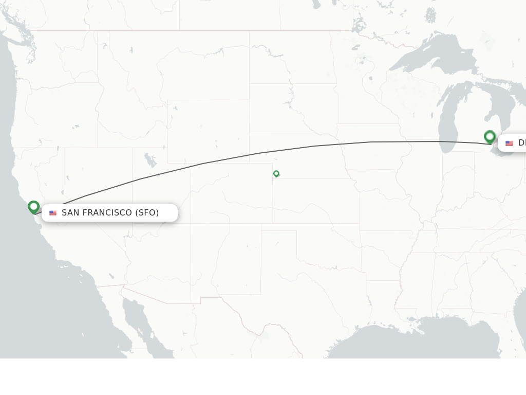 Direct non stop flights from San Francisco to Detroit