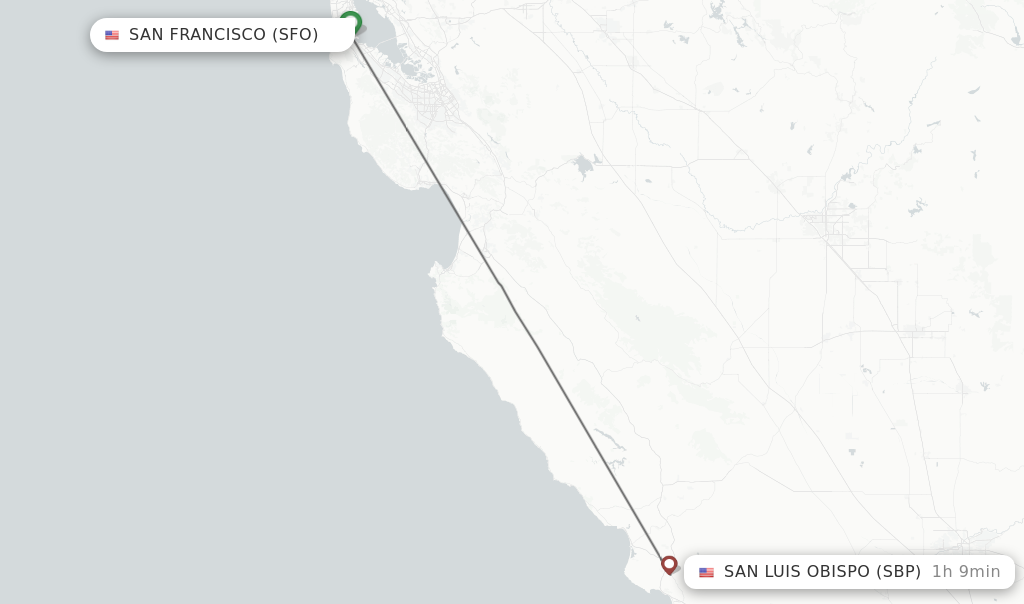 Direct Non Stop Flights From San Francisco To San Luis Obispo   SFO SBP 