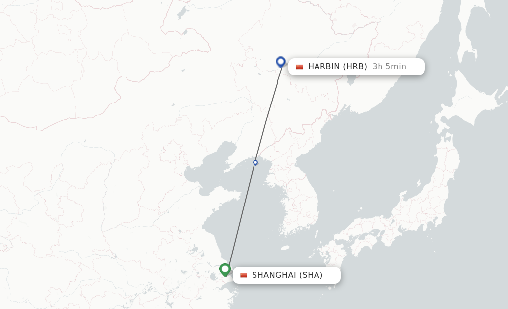 Direct non stop flights from Shanghai to Harbin schedules