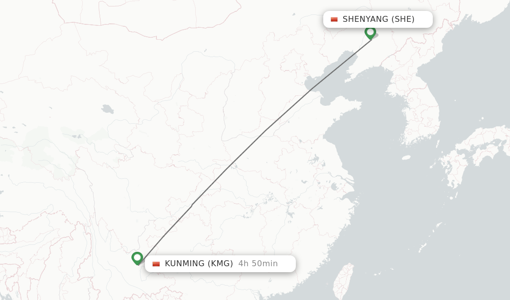 Direct (non-stop) flights from Shenyang to Kunming - schedules ...