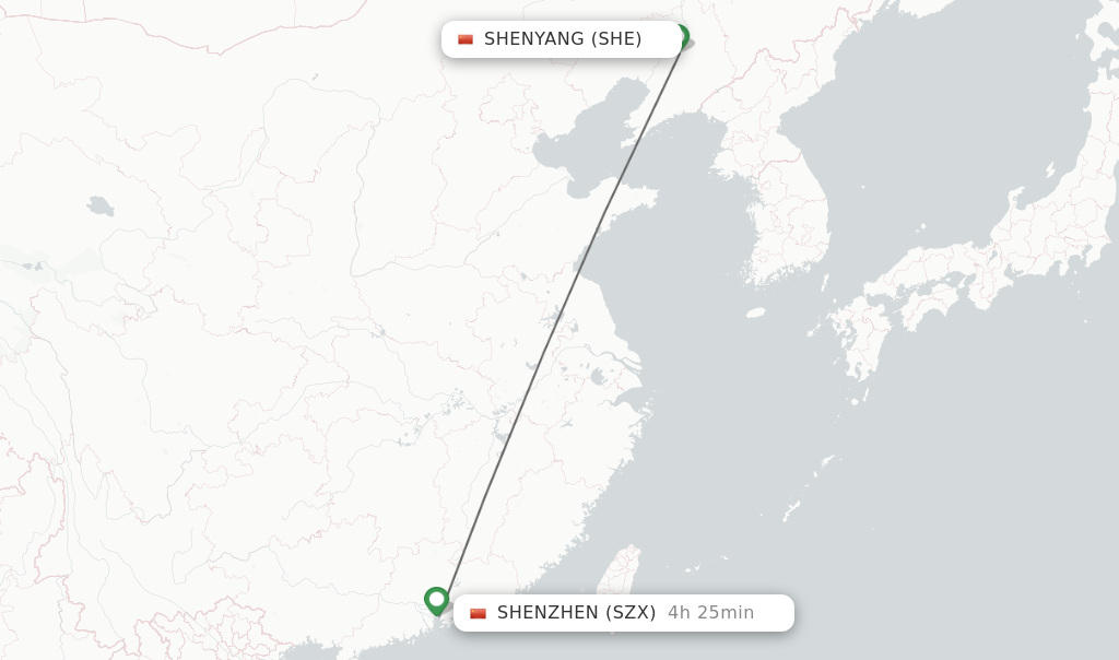 Direct non stop flights from Shenyang to Shenzhen schedules